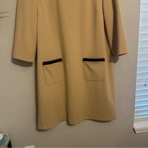 Preston & York Vicky Camel Crepe Shift Dress - Size 16 Minimalist Old Money - Picture 5 of 10
